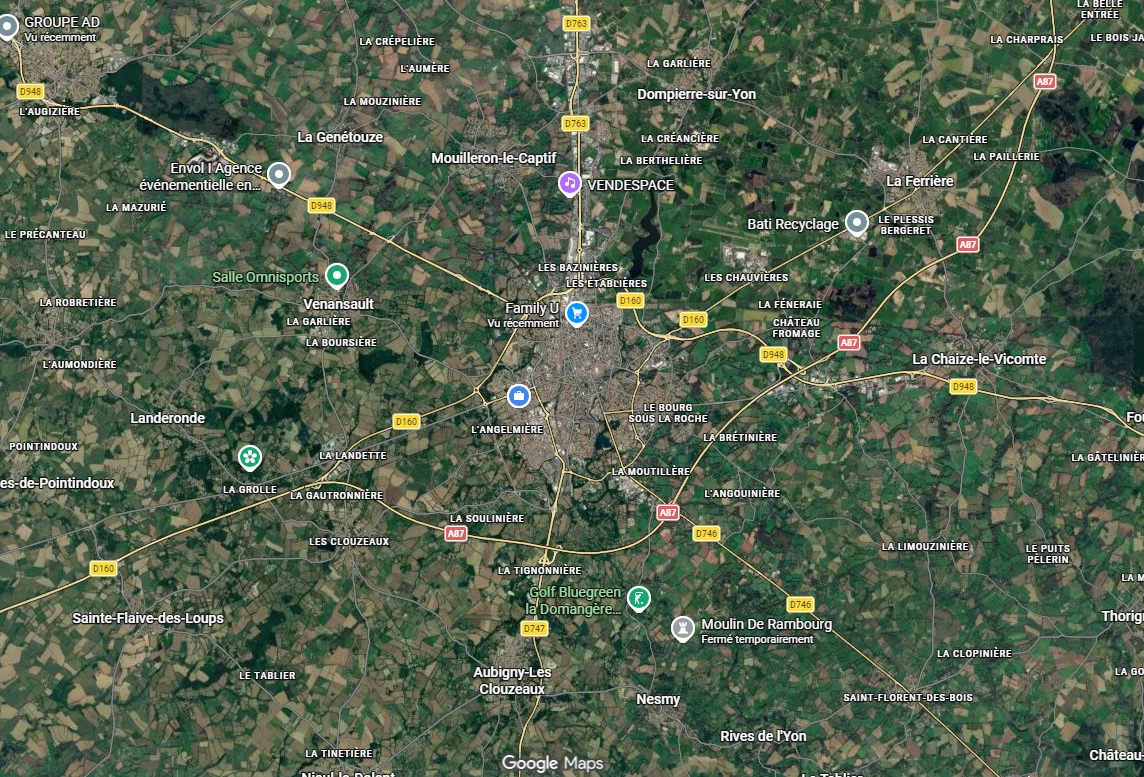 Secteur d'intervention de l'entreprise de démolition Recyclad : La Roche sur Yon